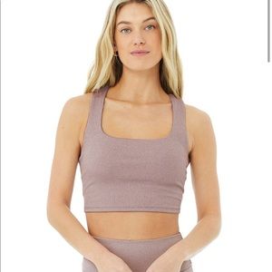 Alo soft ribbed tank bra. Lavender dusk. M